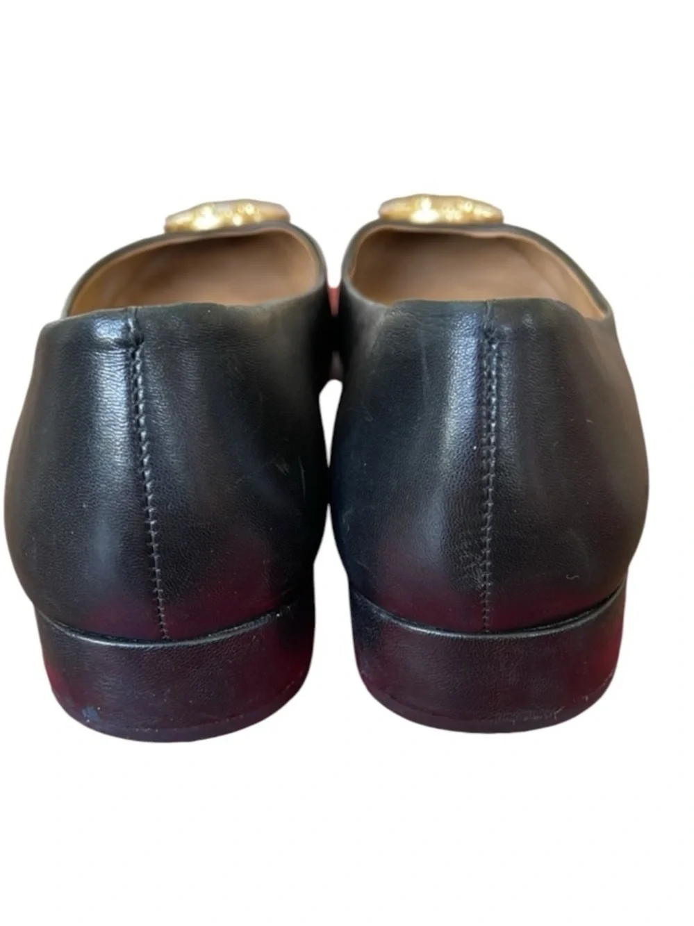 TORY BURCH Black Chelsea 25mm Ballet Flat Logo Heel Size 9 $268 Old Money